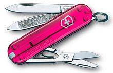 Военный нож Victorinox Нож перочинныйClassic Rose Edition 0.6203.T5 58мм 7 функций полупрозрачный розовый
